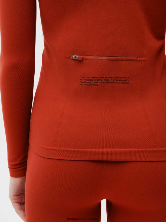 Women Pangaia Clothes Motion X Zipped Long - Sleeved Top TT8Z42146 Jasper Red