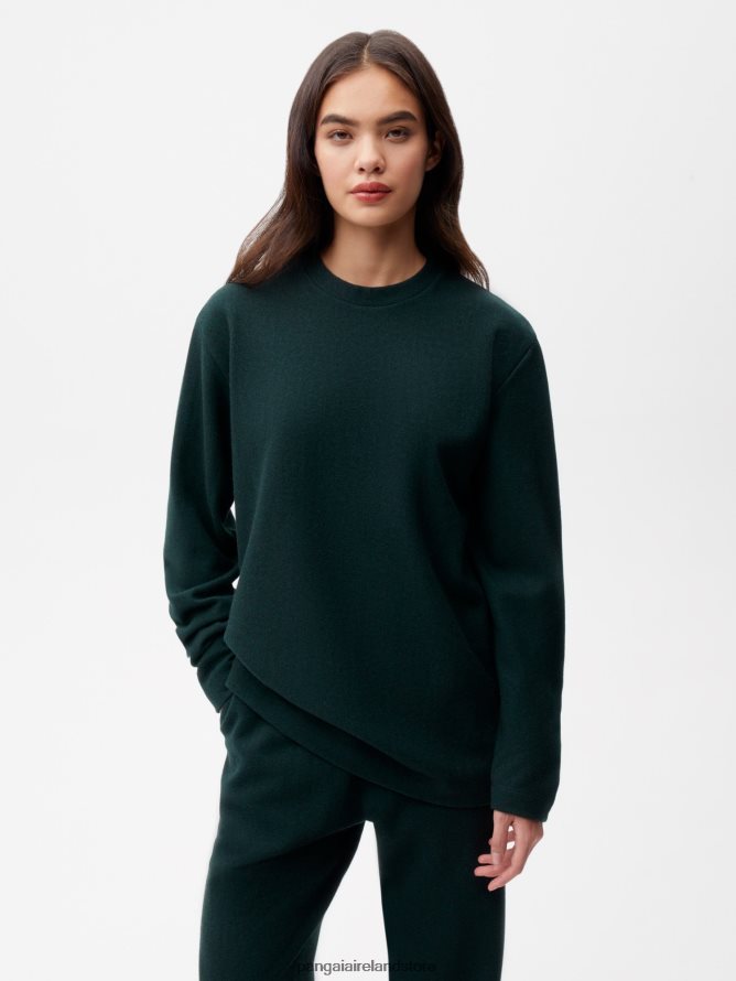 Women Pangaia Clothes Recycled Wool Jersey Long - Sleeve Top TT8Z42140 Foliage Green