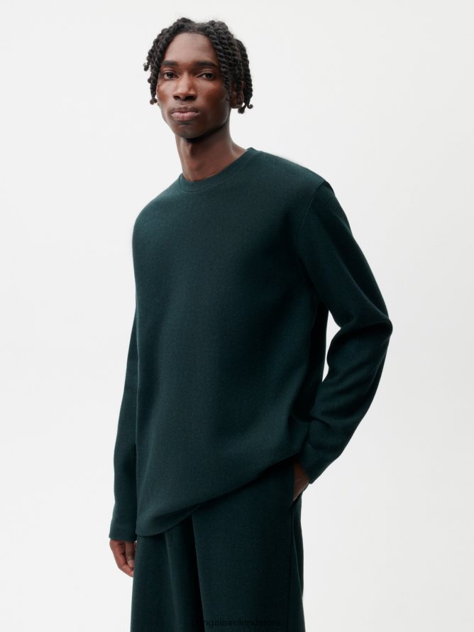 Women Pangaia Clothes Recycled Wool Jersey Long - Sleeve Top TT8Z42140 Foliage Green