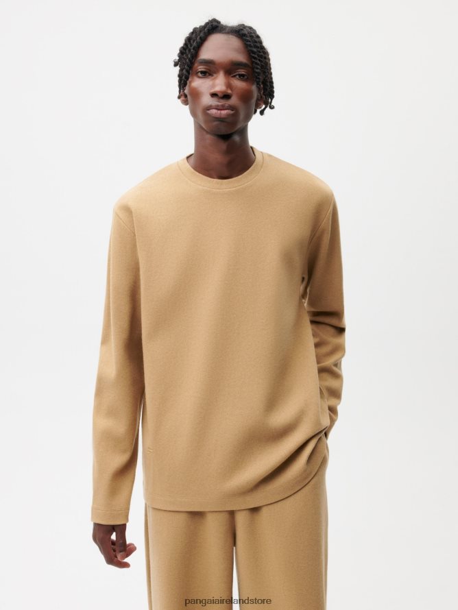 Women Pangaia Clothes Recycled Wool Jersey Long - Sleeve Top TT8Z42206 Brown