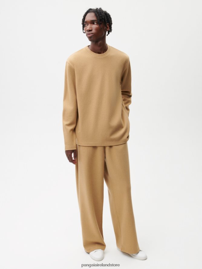 Women Pangaia Clothes Recycled Wool Jersey Long - Sleeve Top TT8Z42206 Brown