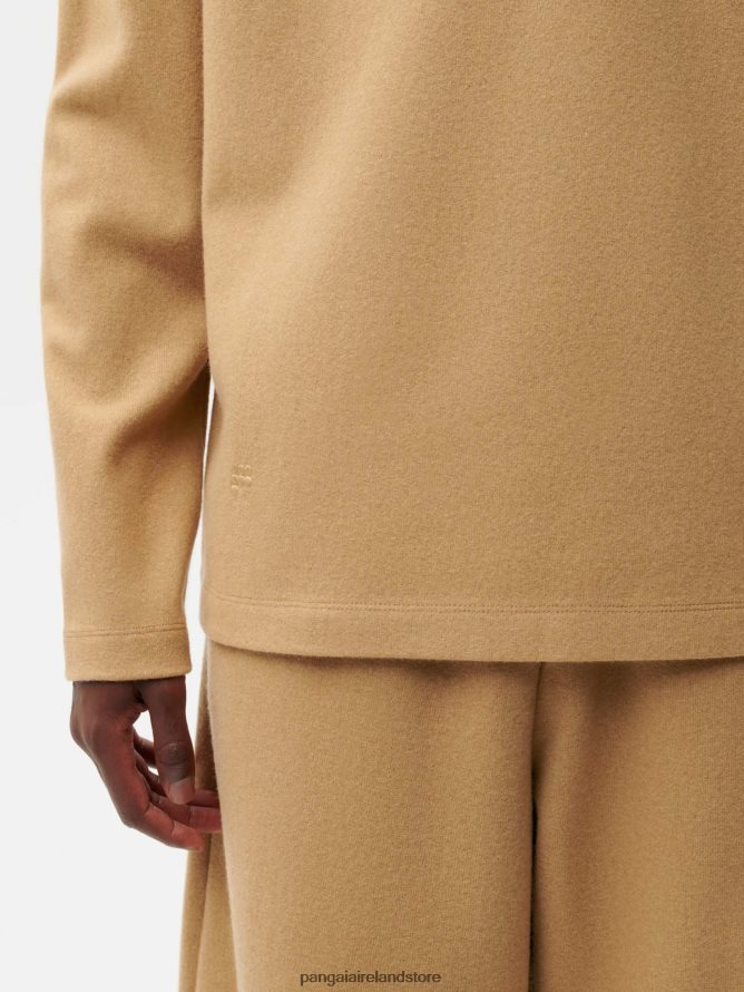 Women Pangaia Clothes Recycled Wool Jersey Long - Sleeve Top TT8Z42206 Brown